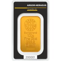 Gold bar Argor Heraeus 100 g - Kinebar