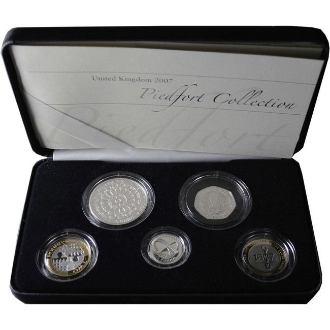 Sada stříbrných mincí Piedfort 2007 Velká Británie 