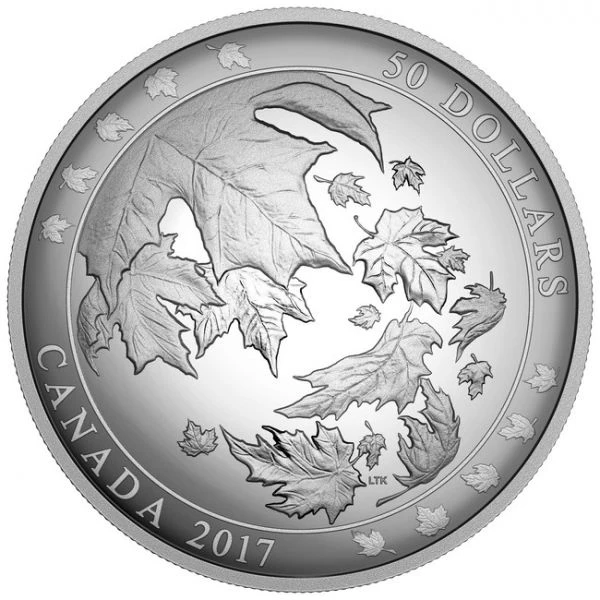 50 dolar Stříbrná mince Javorový list ve tvaru kopule
