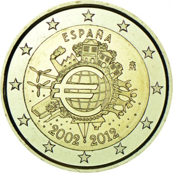10 let Euro hotovost Španělsko, CuNi