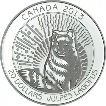 20 dolar Stříbrná mince Polární liška PP