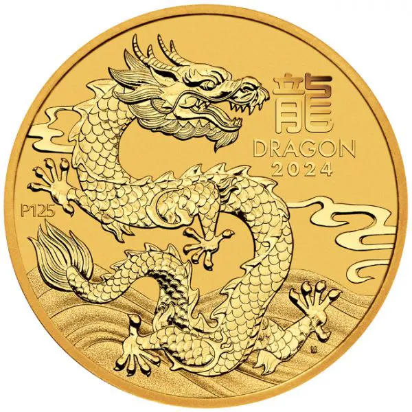 Gold Coin Lunar Series III - Year of the Dragon 2024, 1/4 oz 