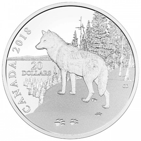 20 dolar Stříbrná mince Vlk