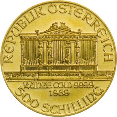 Zlatá mince Vídeňští filharmonici 1/4 Oz - různé roky