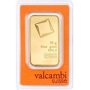 Zlatý slitek Valcambi 50 g