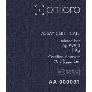 Silver bar  Philoro 1000 g casted