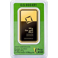 Zlatý slitek Valcambi 100 g - Zelené zlato