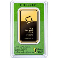 Gold bar Valcambi 100 g - Green gold