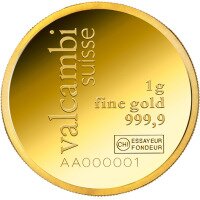 Gold bar Valcambi 1g - round