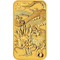 Zlatá obdélníková mince Perth Mint 1 Oz - Drak 2022