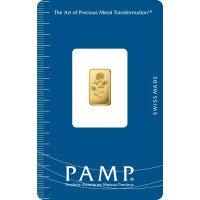 Zlatý slitek PAMP Růže, 1 g