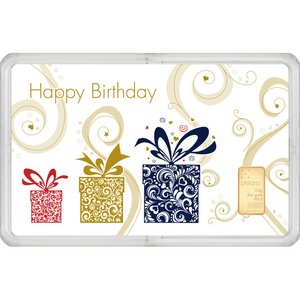 Zlatý slitek Philoro 0,5 g - dárková karta  "Happy Birthday"