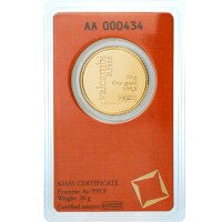 Zlatý slitek Valcambi  20g - kulatý