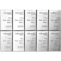 Stříbrný tabulkový slitek CombiBar Valcambi, 10 x 10 g 
