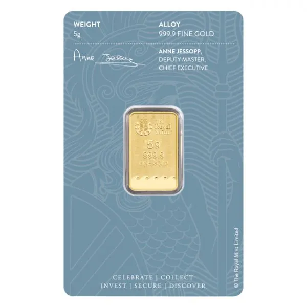 Zlatý slitek Britannia - The Royal Mint, 5 g