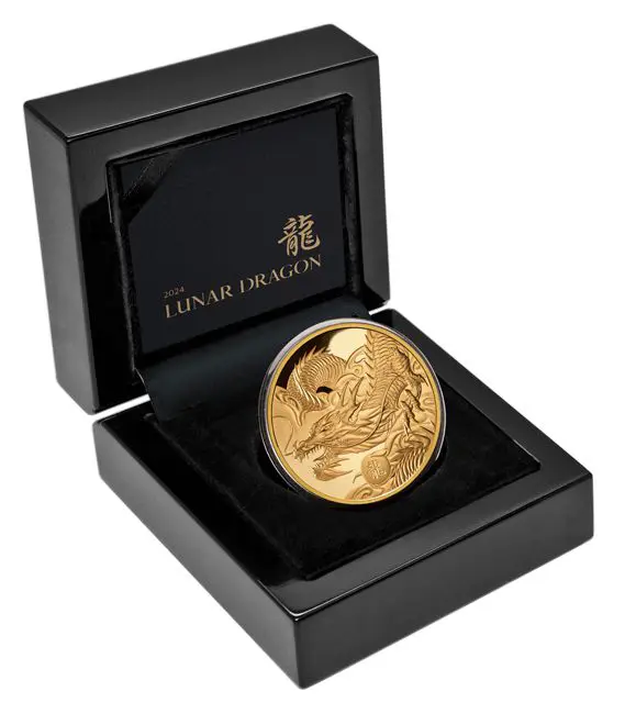 Zlatá mince Lunární drak 2024 v etuji, 1 oz, emise 150 ks