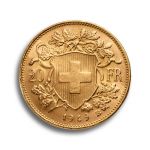 Zlatá mince 20 franků Vreneli - různé roky, Švýcarsko