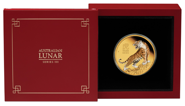 Lunární rok Tygra - kolorovaná mince 2022, 1 oz