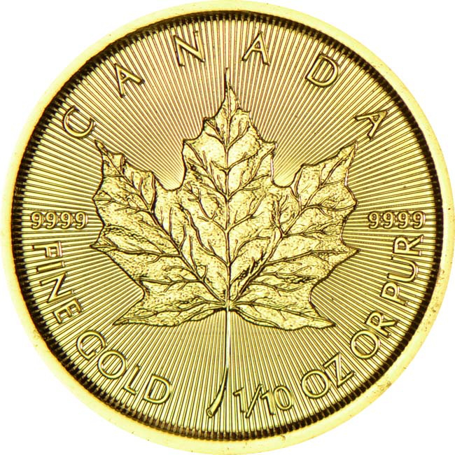Zlatá mince Maple Leaf různé roky, 1/10 oz