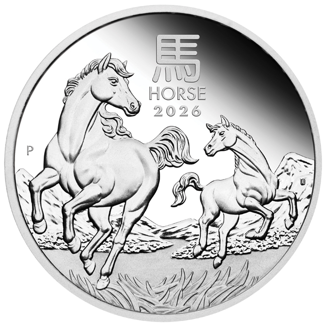 Lunární kůň 2026, Perth Mint, zlatá mince v etuji, 1/2 oz