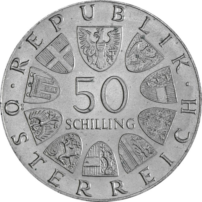 Stříbrná mince 50 Schilling II.