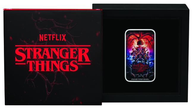 Stranger Things 2026 - 2. série, stříbrná obdélníková mince v etuji, 1 oz