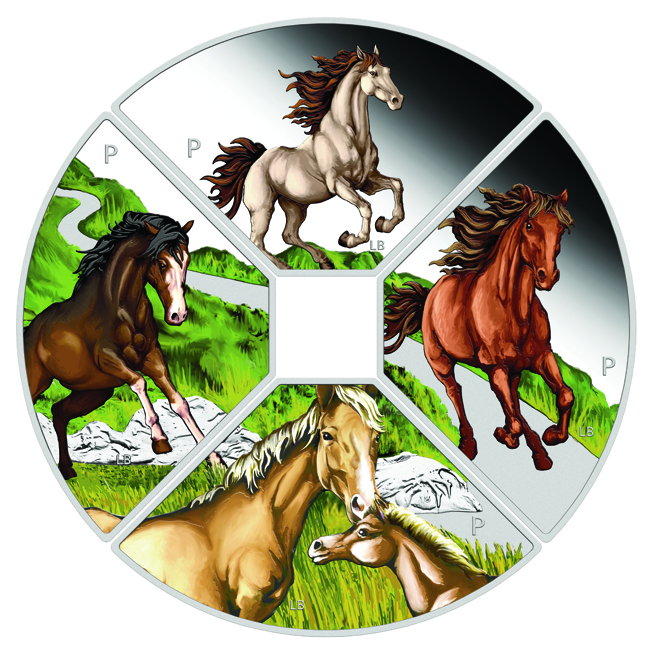 Lunární kůň 2026 - sada kvadrantů, stříbrná mince v etuji