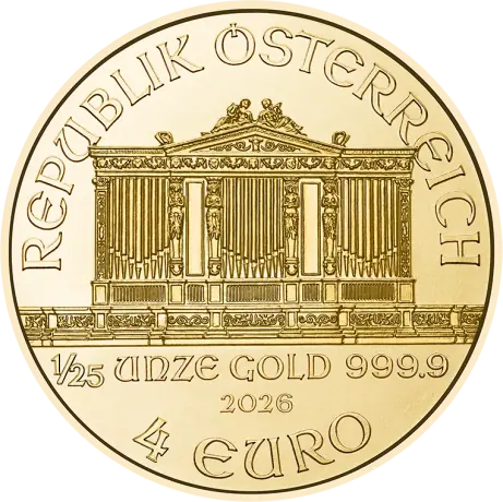Zlatá mince Vídeňští filharmonici 2026, 1/25 oz