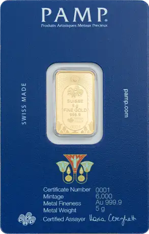 Zlatý slitek PAMP - Štastný skarabeus, 5 g