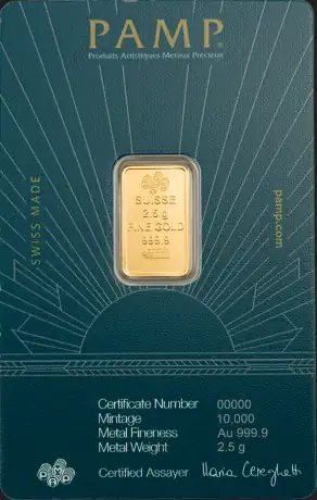Zlatý slitek PAMP Lady of Liberty (Bohyně Svobody) - 2,5 g