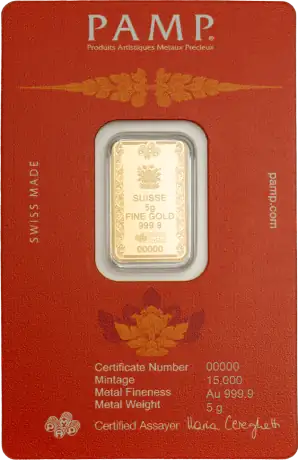 Zlatý slitek PAMP - Buddha, 5 g