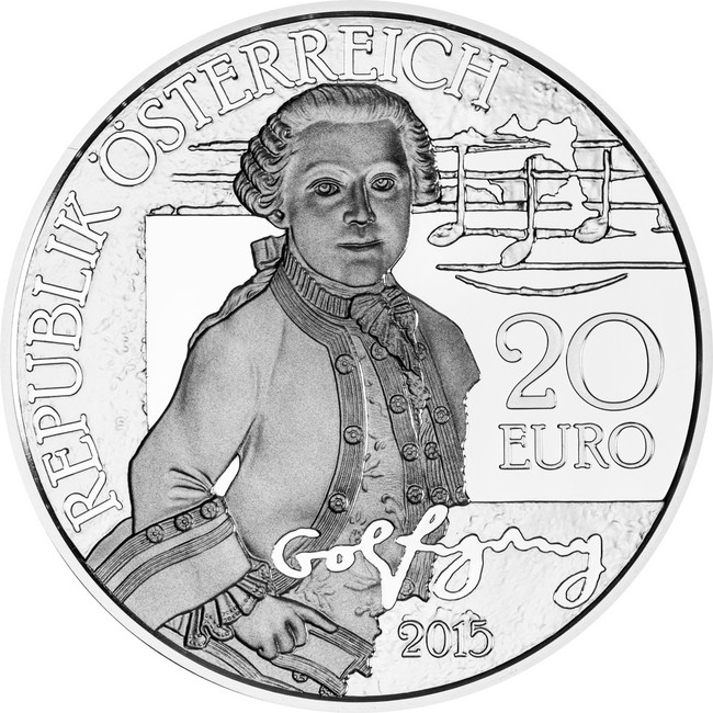 Mozart - Zázračné dítě 2015, stříbrná mince v etuji, 20 g