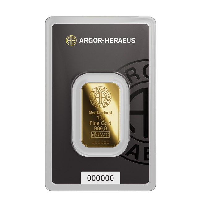 Zlatý slitek Argor Heraeus, 10 g 