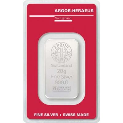 Stříbrný slitek Argor Heraeus 20 g