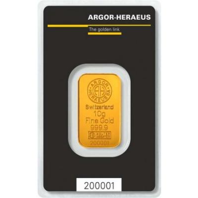 Zlatý slitek Argor Heraeus 10 g 