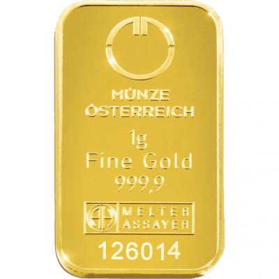 Zlatý slitek Münze Österreich 1 g
