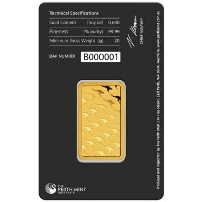 Zlatý slitek Perth Mint - Klokan, 20 g