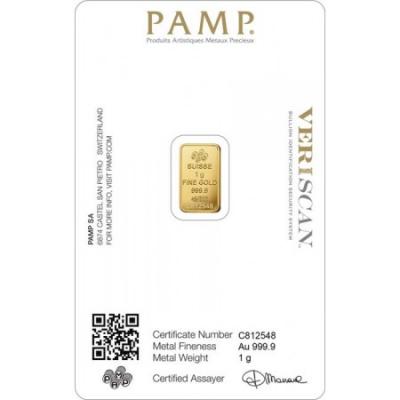 Gold bar PAMP Fortuna 1 g