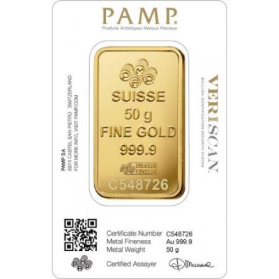 Gold bar PAMP Fortuna 50 g