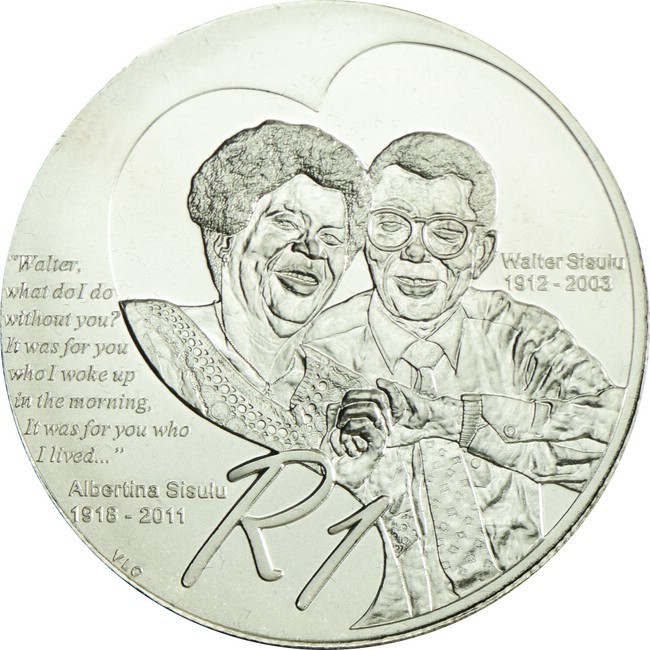 1 rand Stříbrná mince Walter a Albertina Sisulu 2012