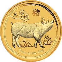 Zlatá mince Lunární série II Rok Prasete  1 Oz 2019