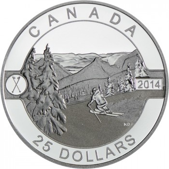 25 dolar Stříbrná mince Kanada - Lyžování PP