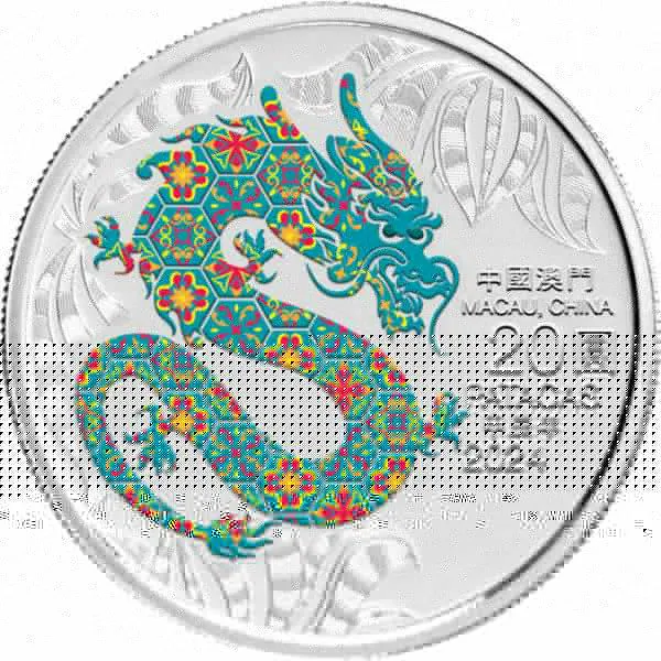 Lunární drak 2024 v barvě, 1 oz stříbra