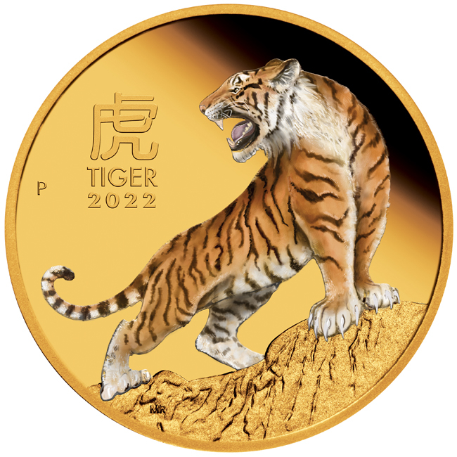 Lunární rok Tygra - kolorovaná mince 2022, 1&nbsp;oz