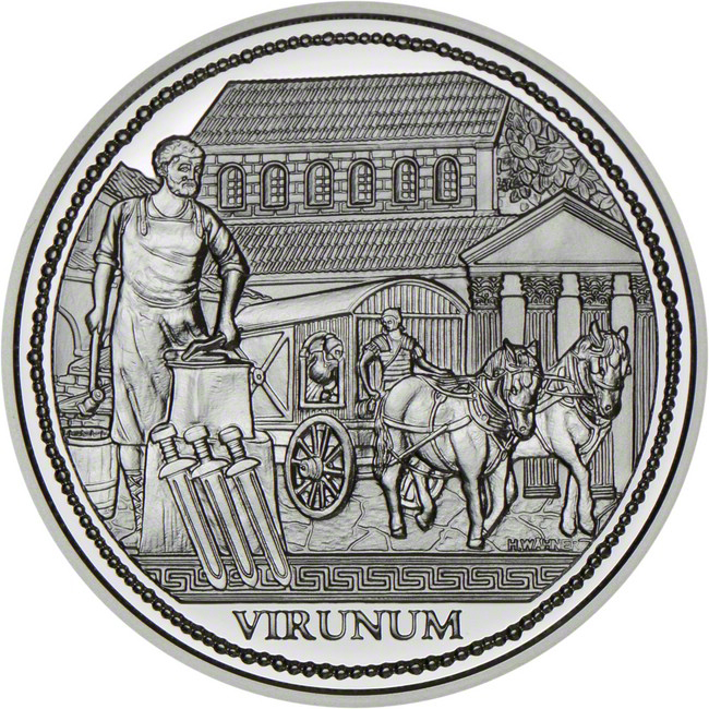 Stříbrná mince Řím na Dunaji - Virunum, 18 g