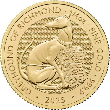 Zlatá mince Tudorovská zvířata - Greyhound of Richmond 2025, 1/4 oz