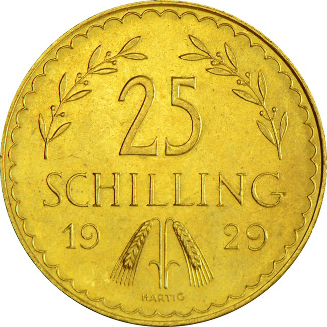 Zlatá mince 25 Schilling První republika 1926-1931