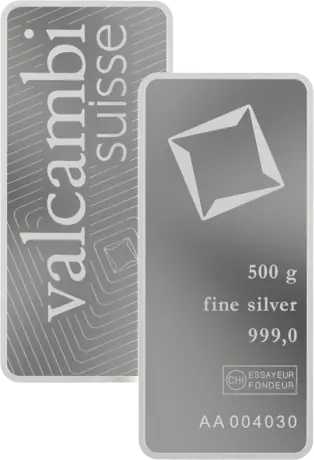 Stříbrný slitek Valcambi ražený, 500 g