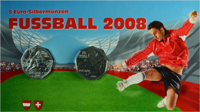 2 x 5 Euro Sada stříbrných mincí Fotbal PN