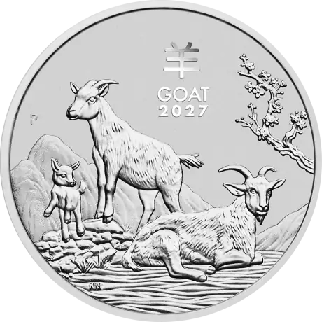 Stříbrná mince Lunární série III - Rok kozy 2027, 1&nbsp;oz